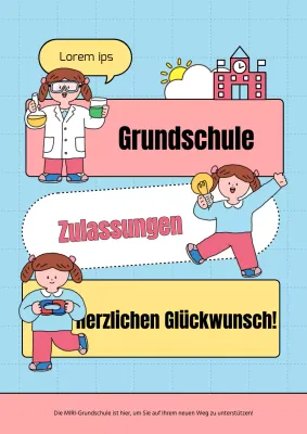 Eine hellblaue und rosafarbene Post zur Einschulungsfeier