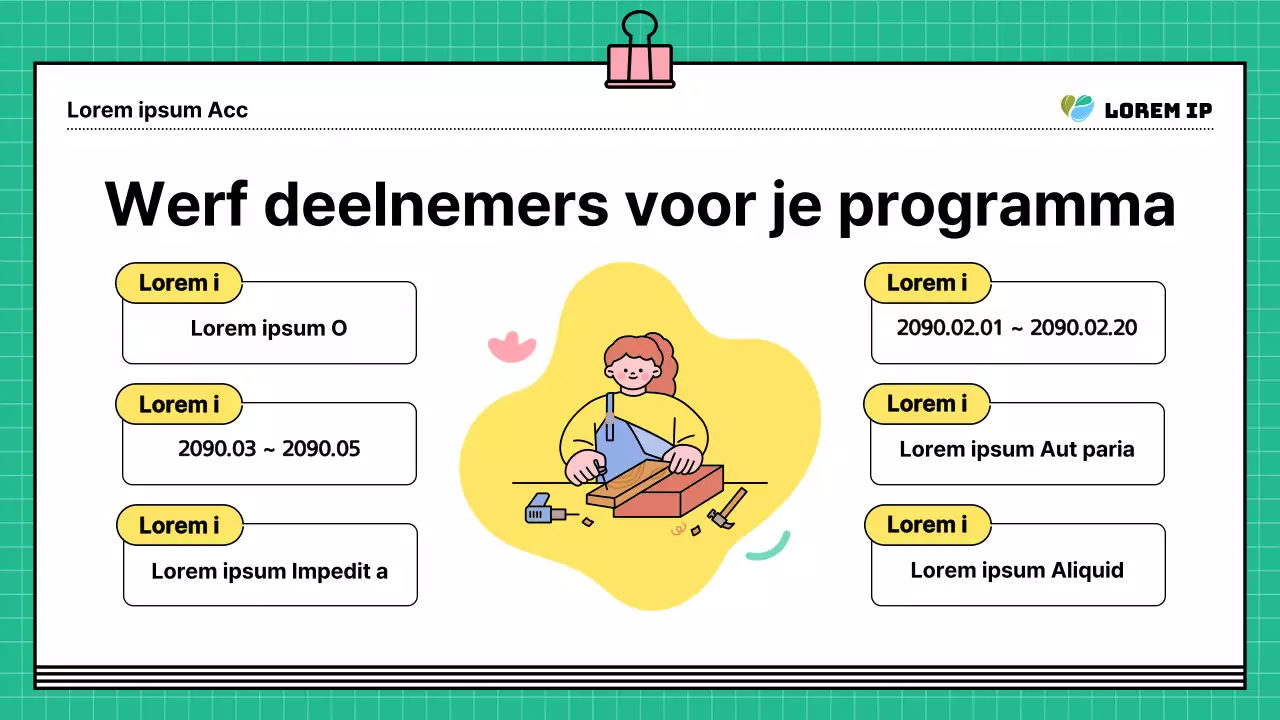 Een kitscherige groen-gele wervingsgids voor je programma
