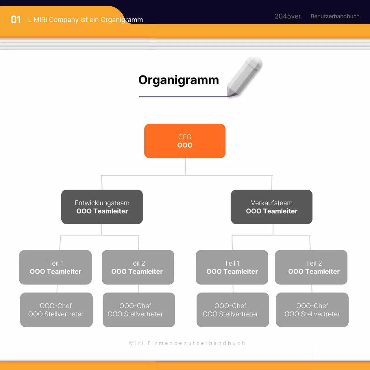 Einfache schwarz-orangefarbene Schulungsunterlagen für neue Mitarbeiter
