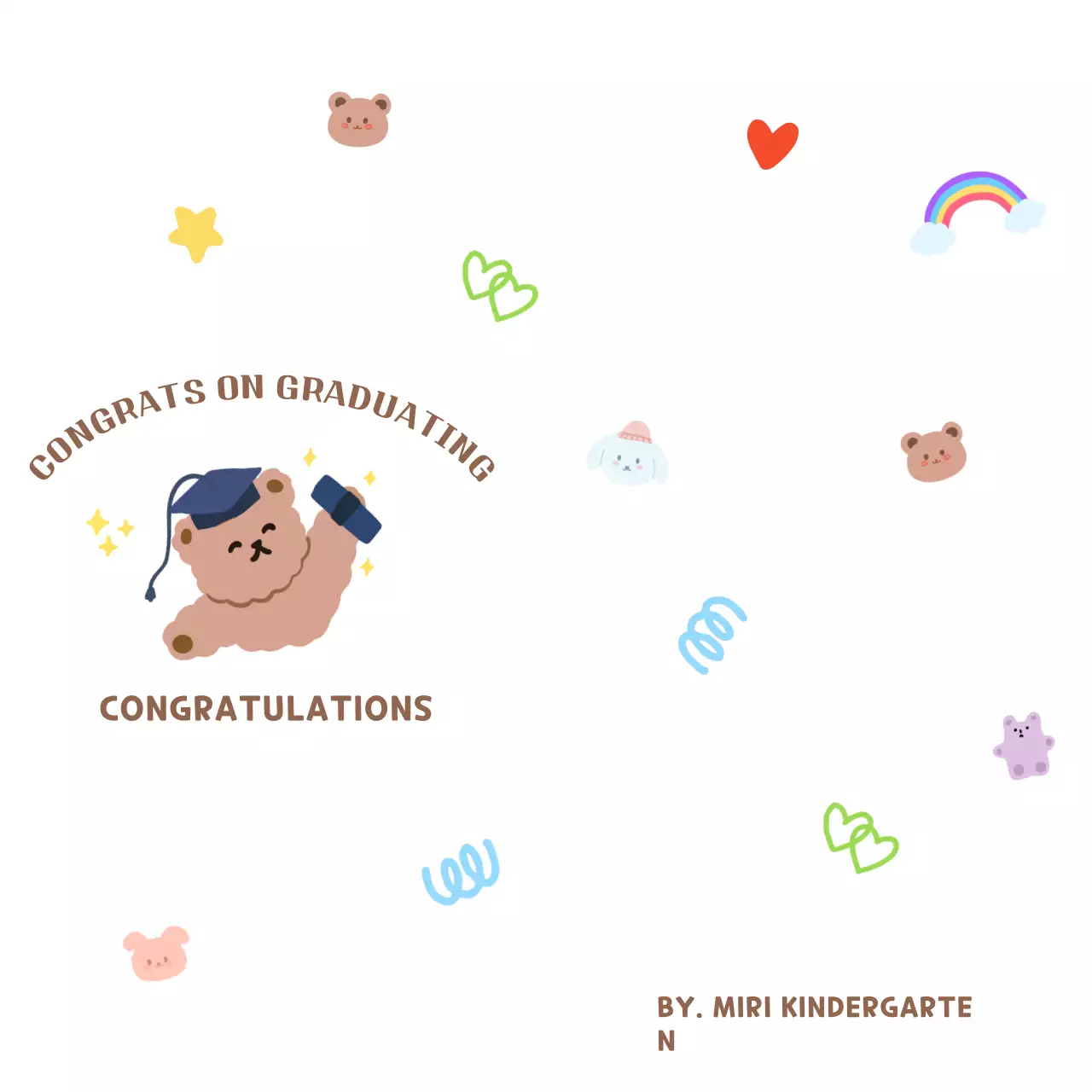 Wisuda yang penuh warna dan imut dengan cetakan tangan boneka beruang