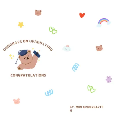 Wisuda yang penuh warna dan imut dengan cetakan tangan boneka beruang