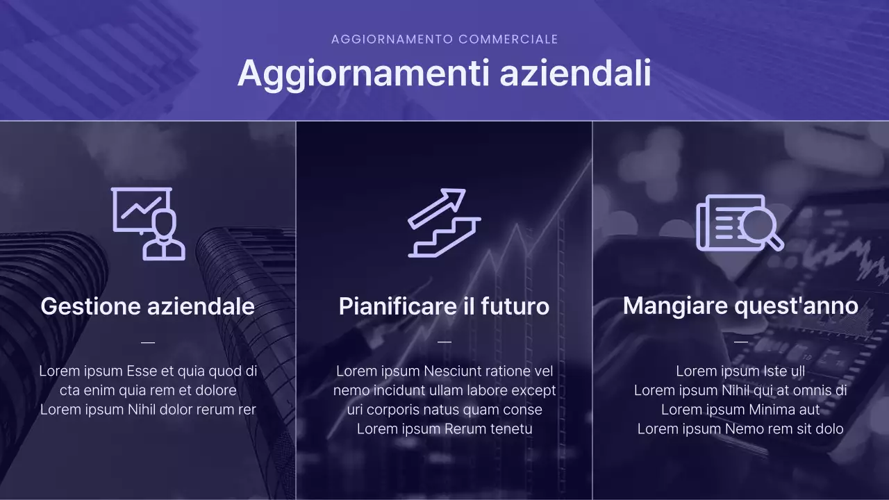 Una moderna presentazione degli azionisti in viola
