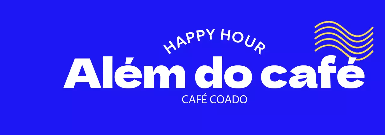 Mercadoria de café simples com texto curvo e ondas amarelas