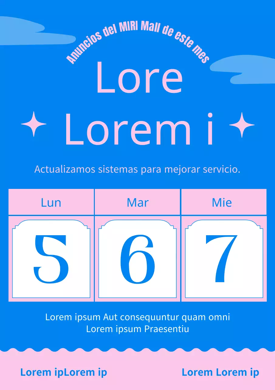 Sencillo anuncio navideño en azul claro y rosa