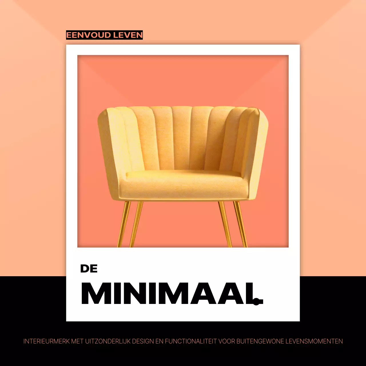 Branding van een minimalistisch interieur in oranje en zwart