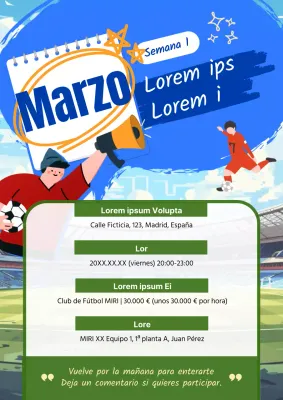 Anuncio del club de fútbol Green and Blue Basics