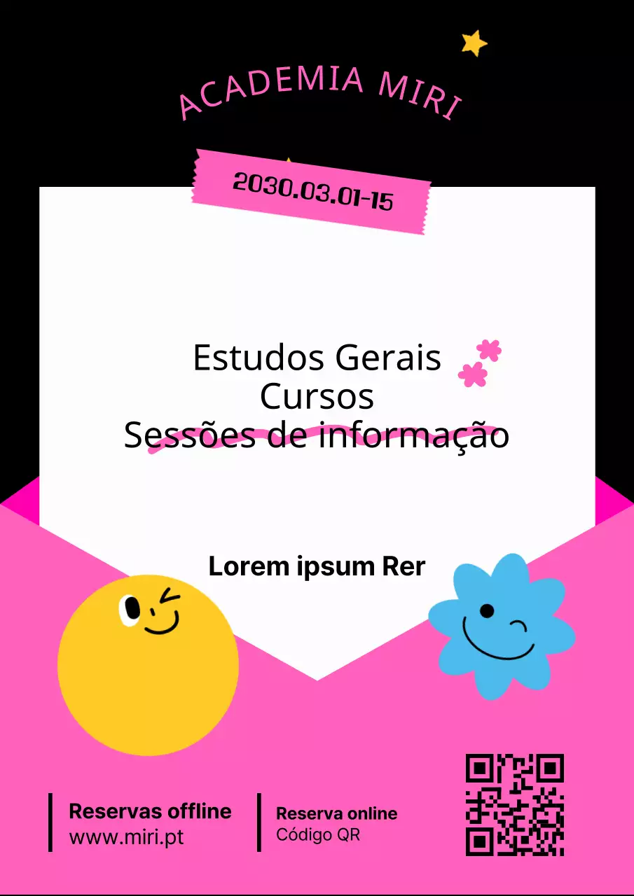 Promover sessões de informação sobre admissões geométricas cor-de-rosa e pretas