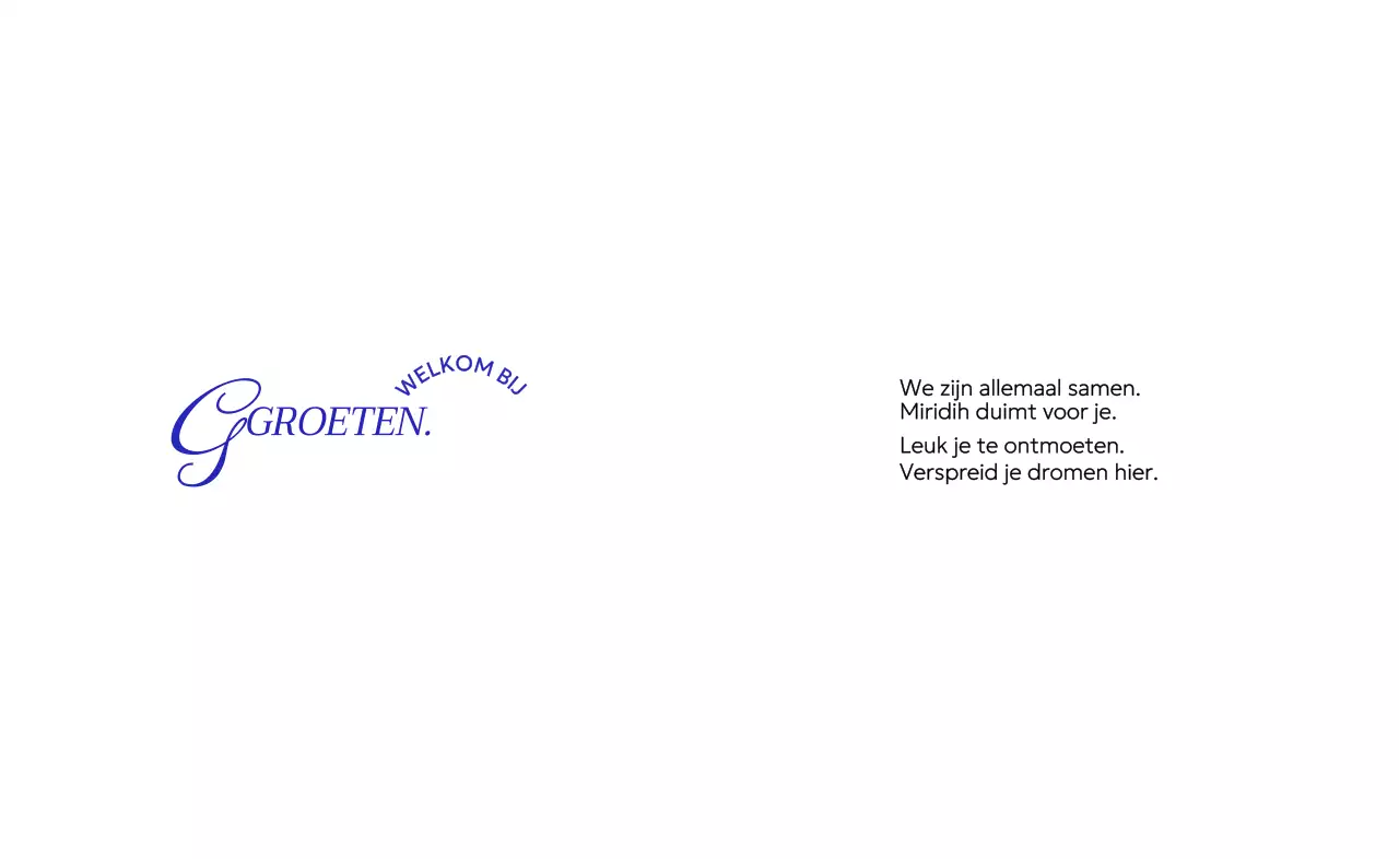 Een zakelijke welkomstkit met een stijlvolle, vintage uitstraling met blauwe cursieve en schreefloze tekst.