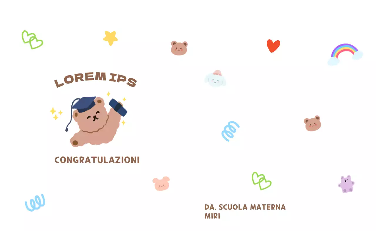 Una laurea colorata e simpatica con l'impronta della mano di un orsacchiotto