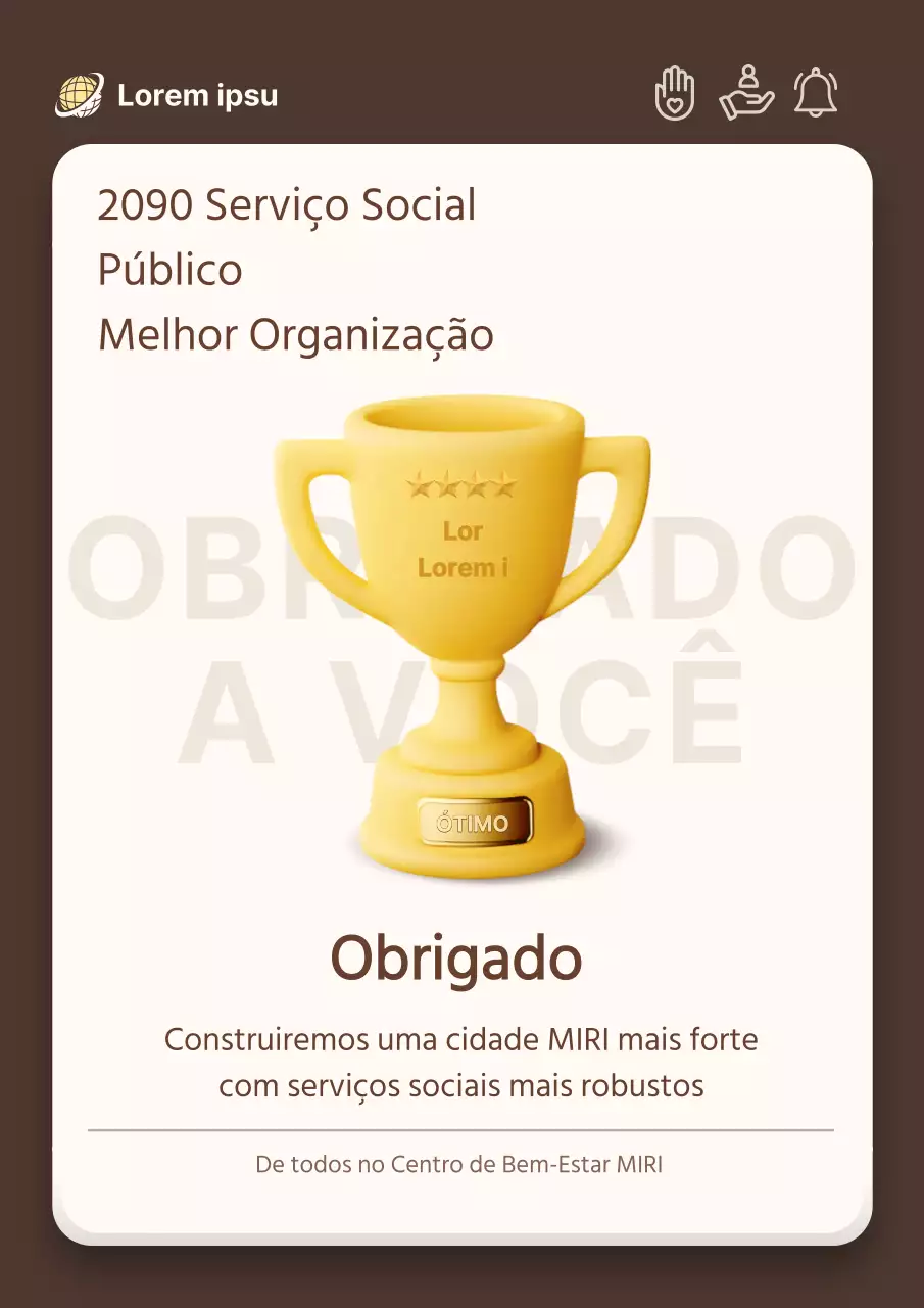 Anúncio de prémio minimalista em amarelo e castanho