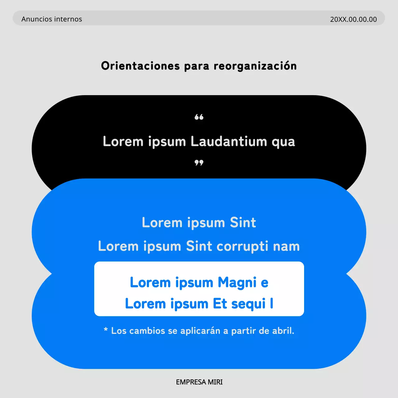 Promueva los asuntos internos con un aspecto minimalista en azul y gris