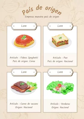 Bonita información sobre el país de origen sobre fondo beige