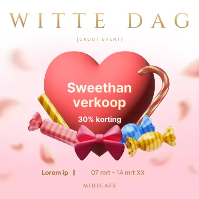 Een stijlvolle witte dagadvertentie in rood en roze