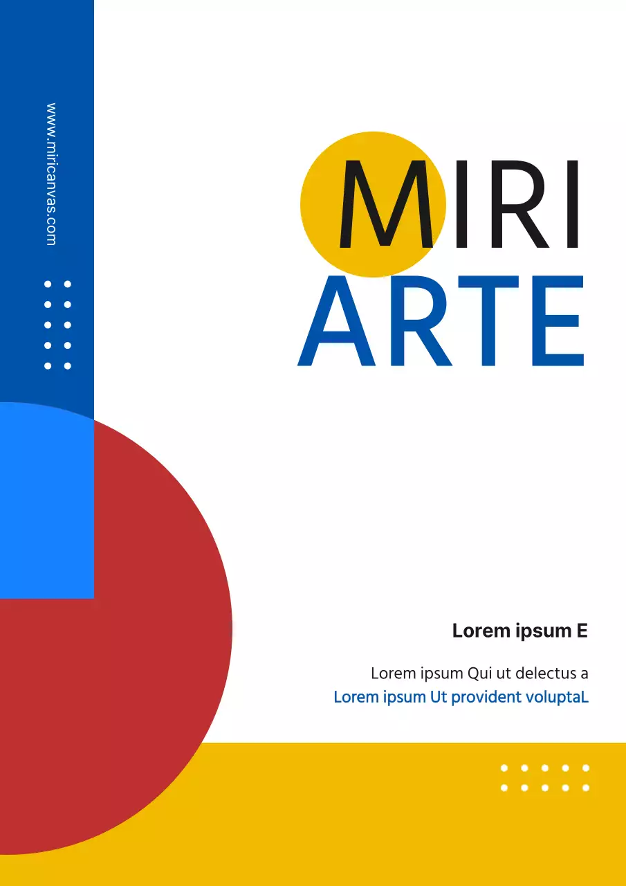 Promoção de uma escola de arte com formas vermelhas e azuis