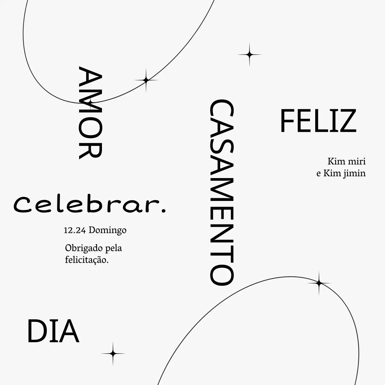 Uma celebração de casamento com classe, com ilustrações de linhas circulares e purpurinas