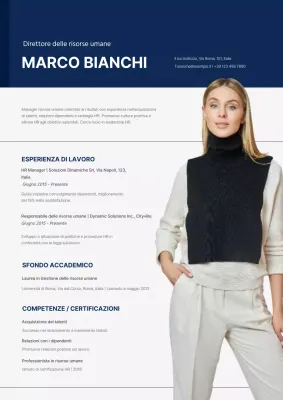 Una semplice descrizione del curriculum in bianco e blu