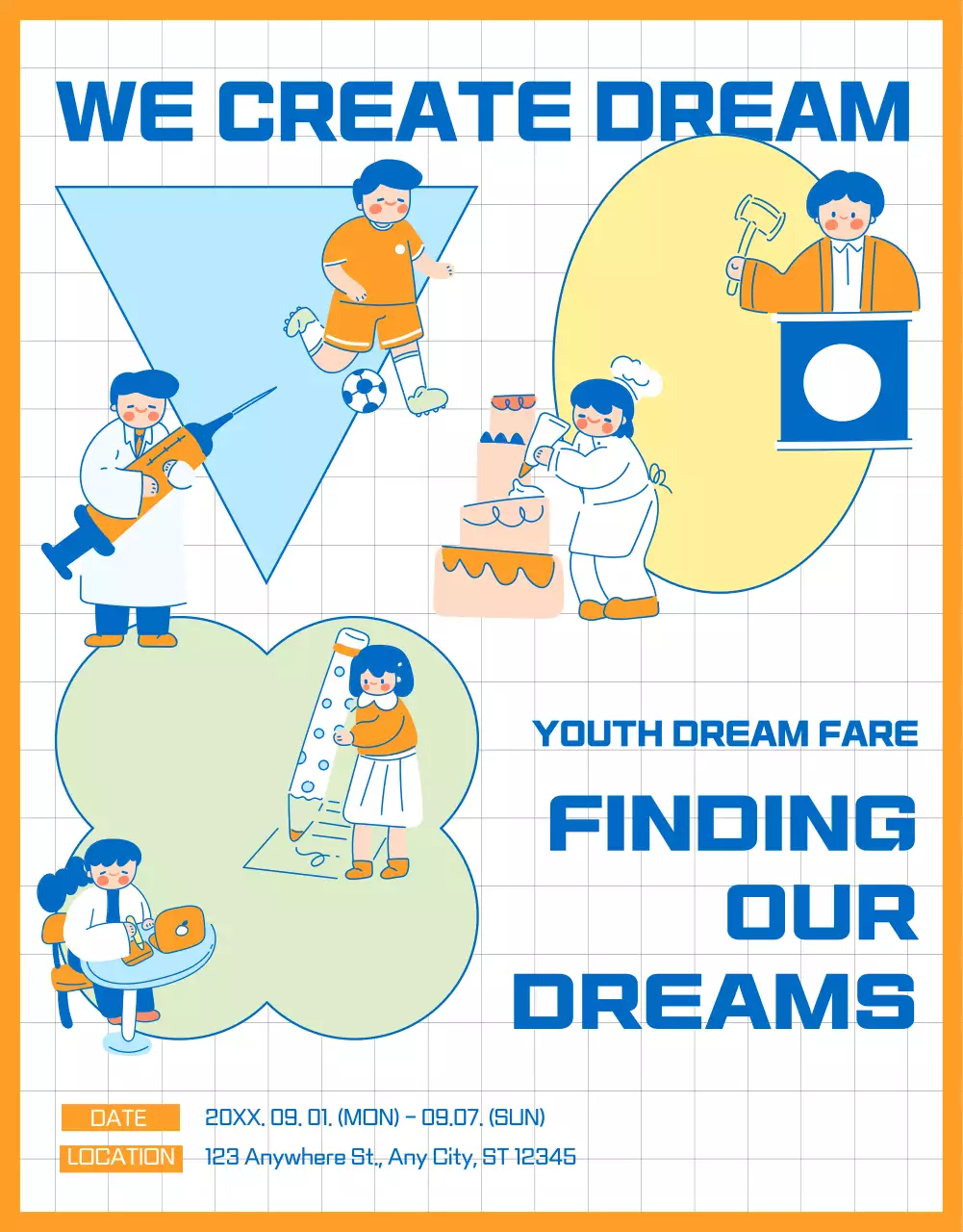 Blue Modern Youth Event Promotion Poster