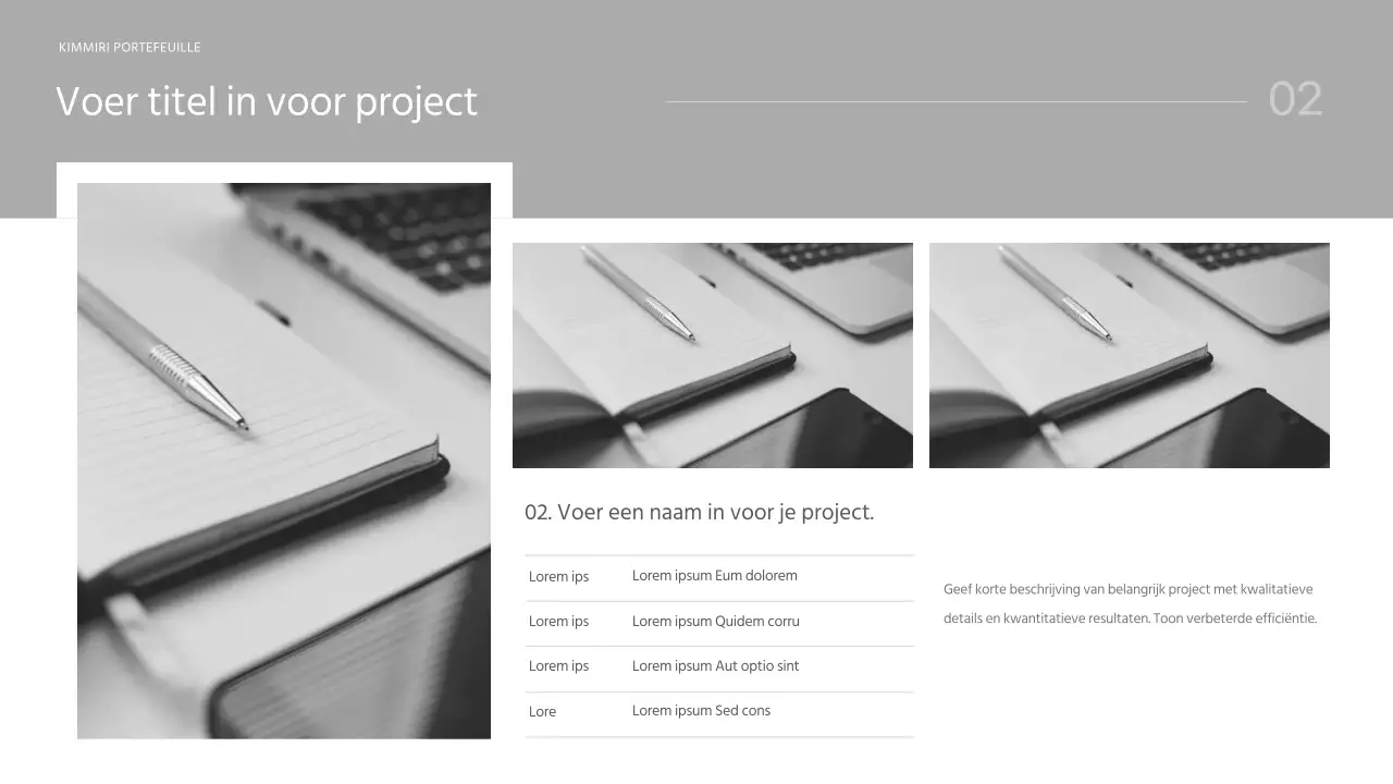 De portfolio-introductie van een modern merkmarketeer in lichtblauw en wit