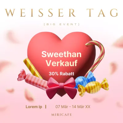 Eine stilvolle Anzeige für den weißen Tag in Rot und Rosa