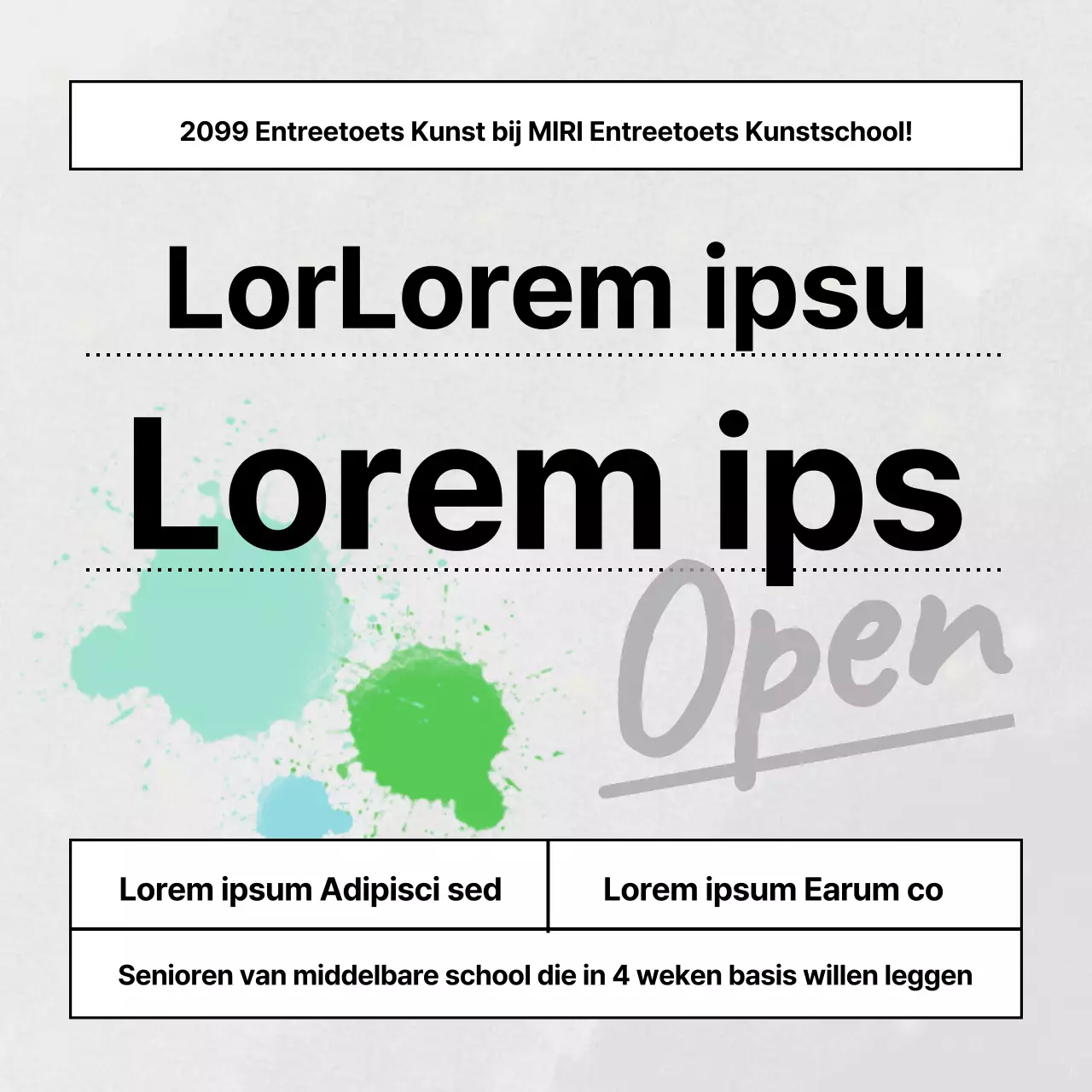 Grijs en eenvoudig toelatingsexamen kunstacademie promotie