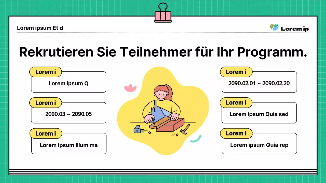 Ein kitschiger grün-gelber Einstellungsführer für Ihr Programm