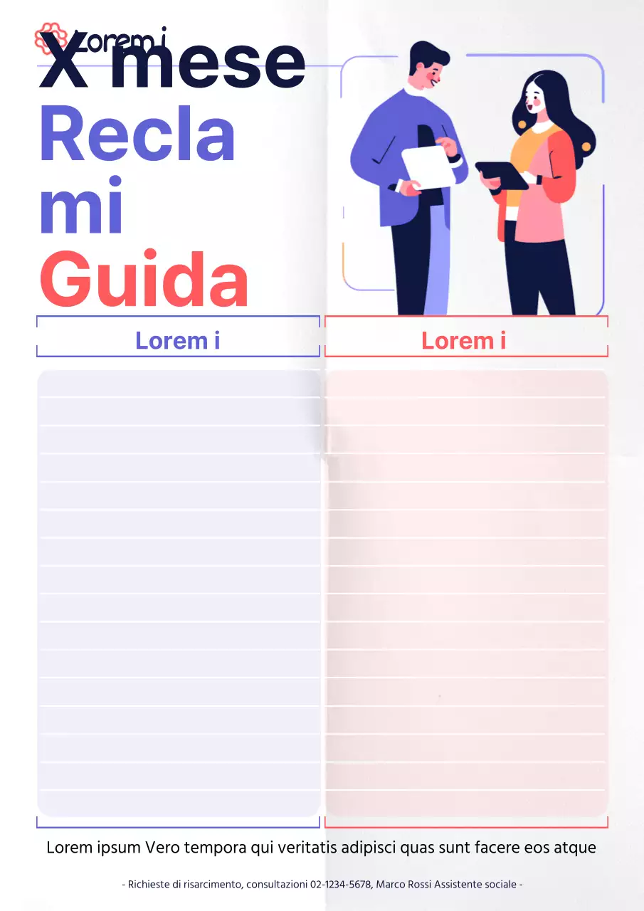 Un semplice rapporto di guida ai reclami in viola e rosso