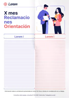 Un sencillo informe de orientación sobre reclamaciones en morado y rojo