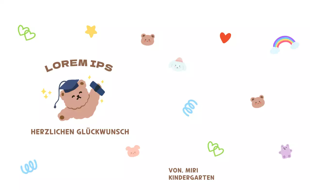 Ein farbenfroher und niedlicher Abschluss mit einem Teddybär-Handabdruck