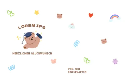 Ein farbenfroher und niedlicher Abschluss mit einem Teddybär-Handabdruck