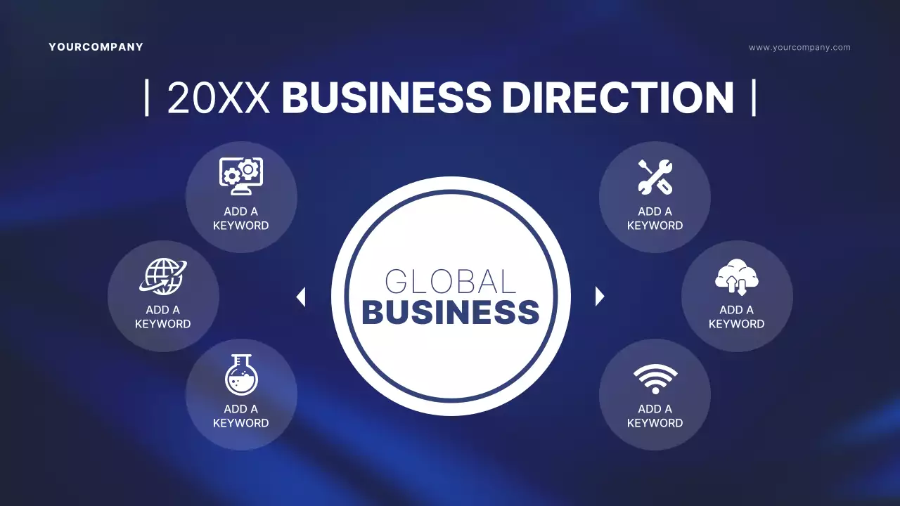 Shareholder meeting presentation with a navy blue background