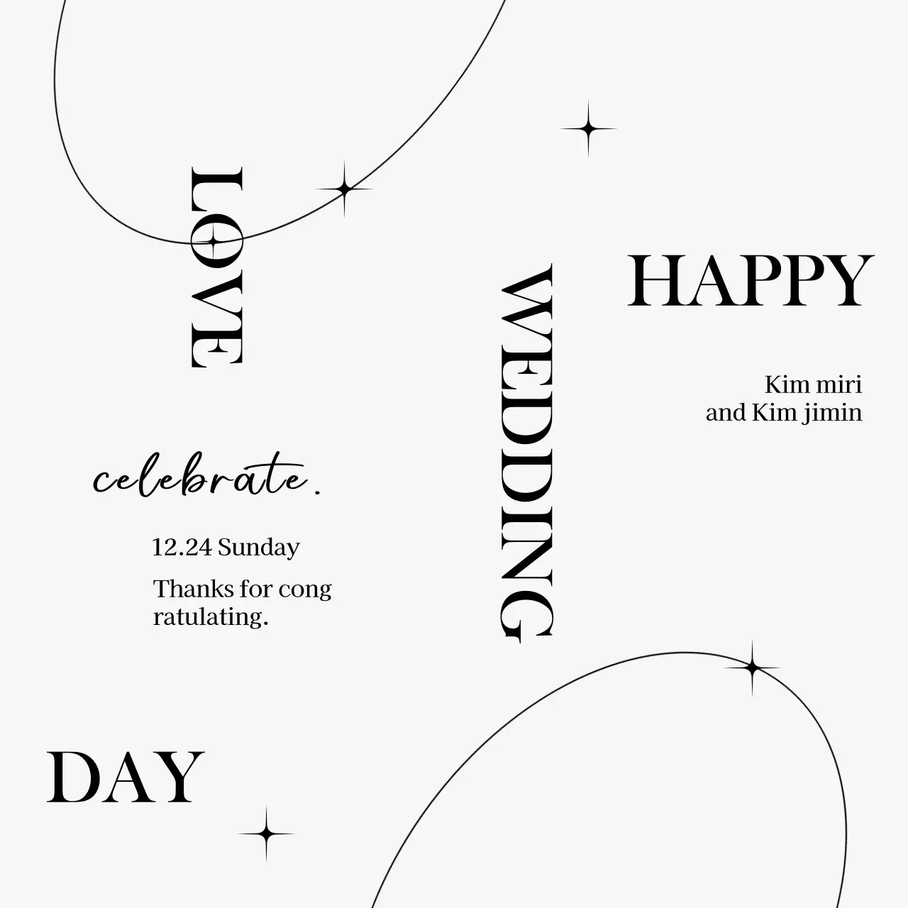 Perayaan pernikahan berkelas dengan ilustrasi lingkaran garis dan gemerlap