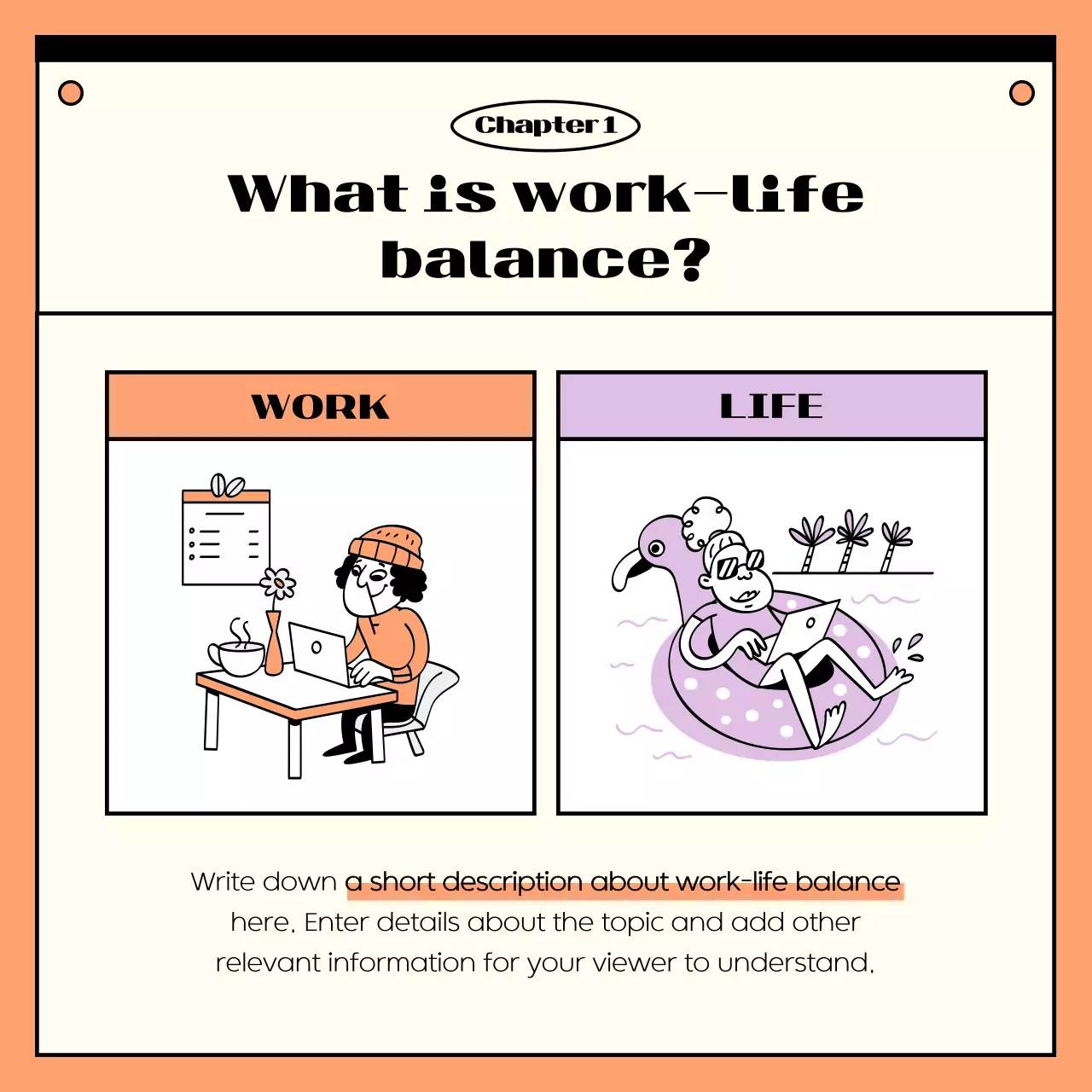 Orange Retro Work-Life Guide Instagram Carousel