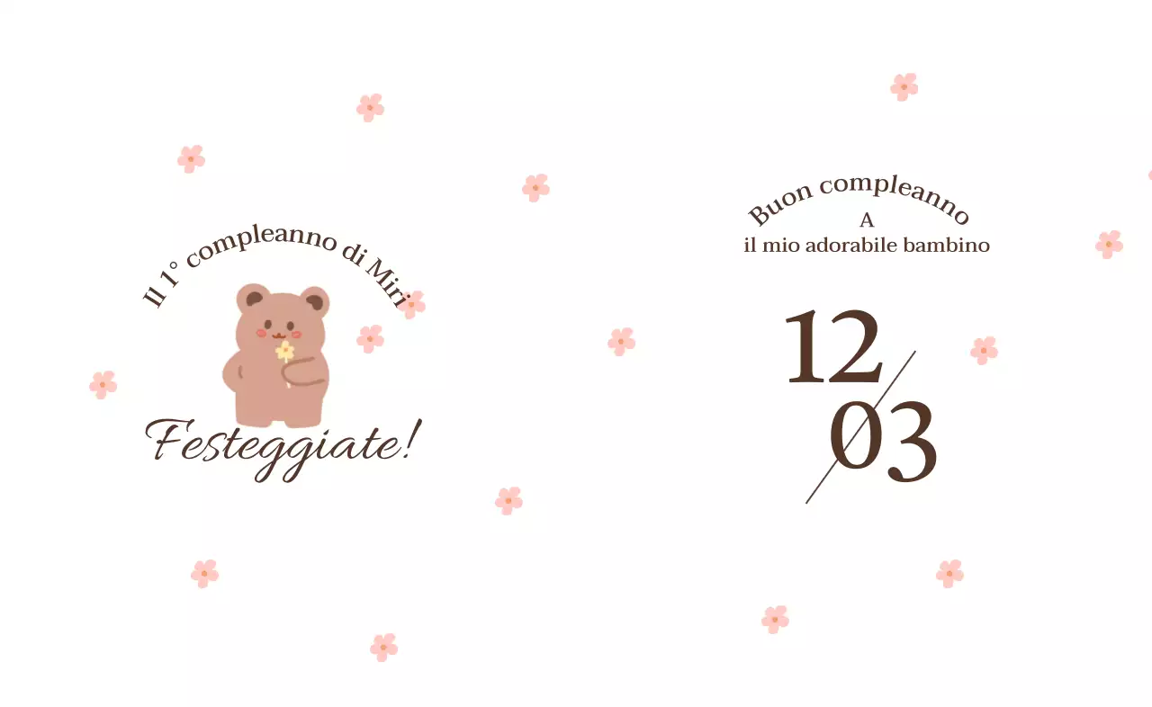 Disegno di un orso con fiori e di un banchetto di pietra con motivi floreali