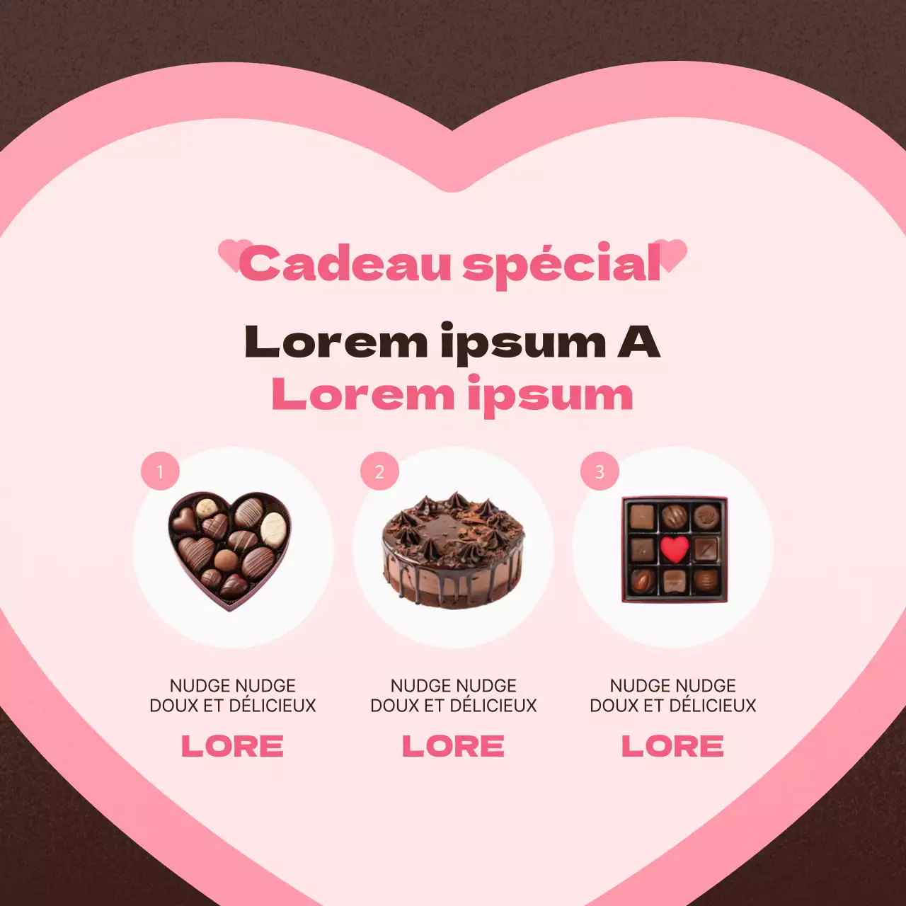 Publicité kitsch pour la Saint-Valentin en rose et marron