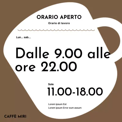 Un semplice avviso marrone sugli orari di funzionamento