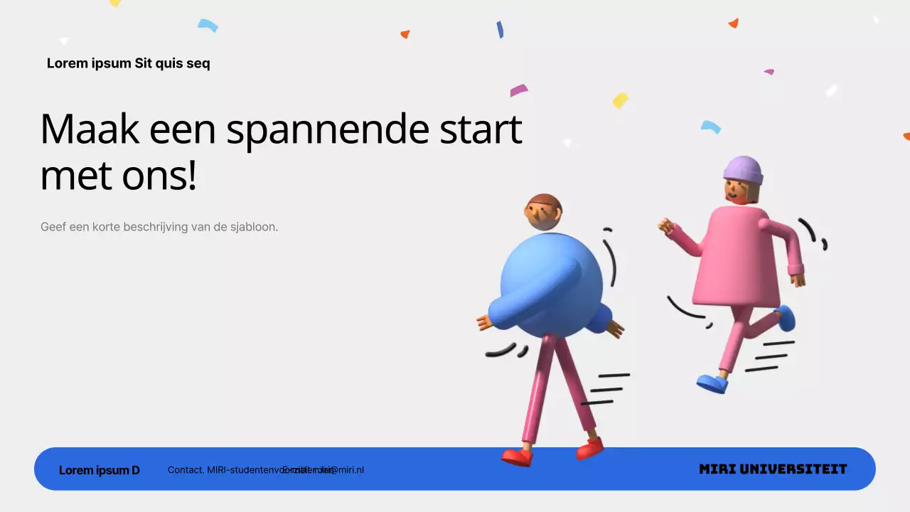 Een eenvoudig blauw en roze oriëntatierapport voor nieuwe studenten aan de universiteit