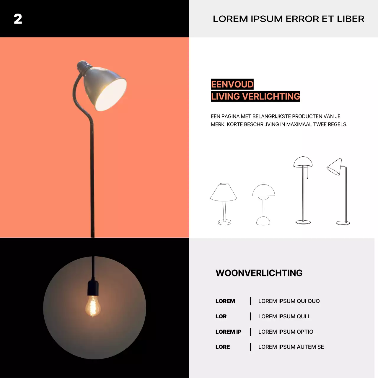 Branding van een minimalistisch interieur in oranje en zwart