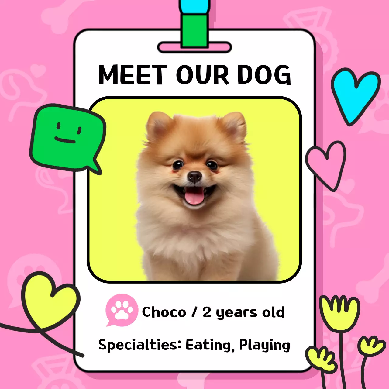 Pink Trendy Dog Announcement Social Media Post