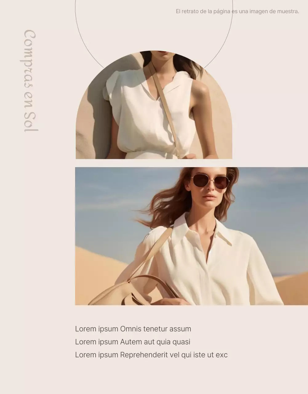 Promoción de un moderno centro comercial de moda sobre fondo beige