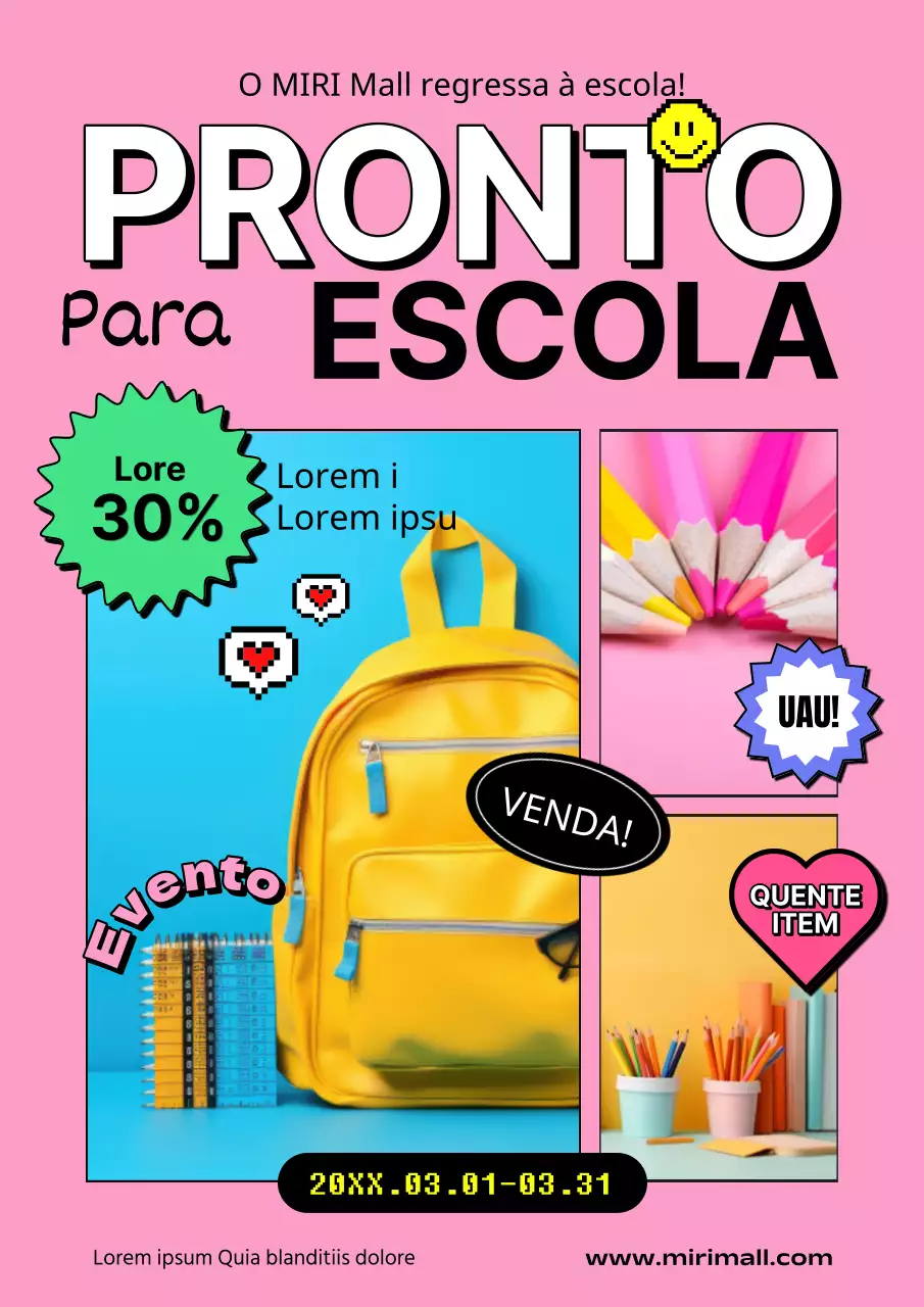 Promover a promoção de artigos de papelaria para o regresso às aulas da Pink Pop Art