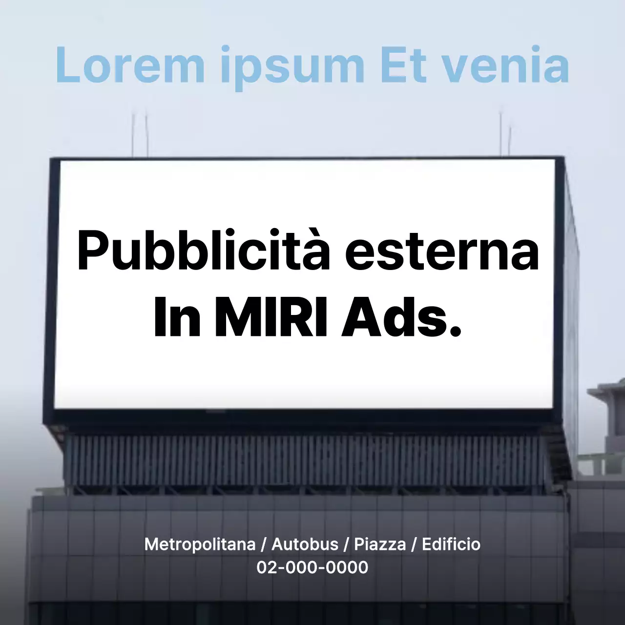 Promuovere la pubblicità esterna semplice in bianco e azzurro