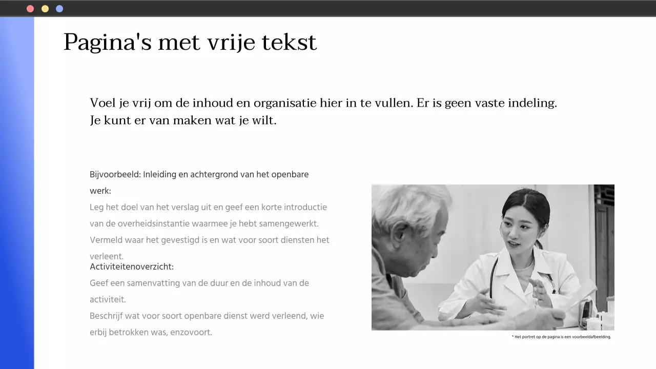 Eenvoudige blauwe en witte rapporten voor de publieke sector