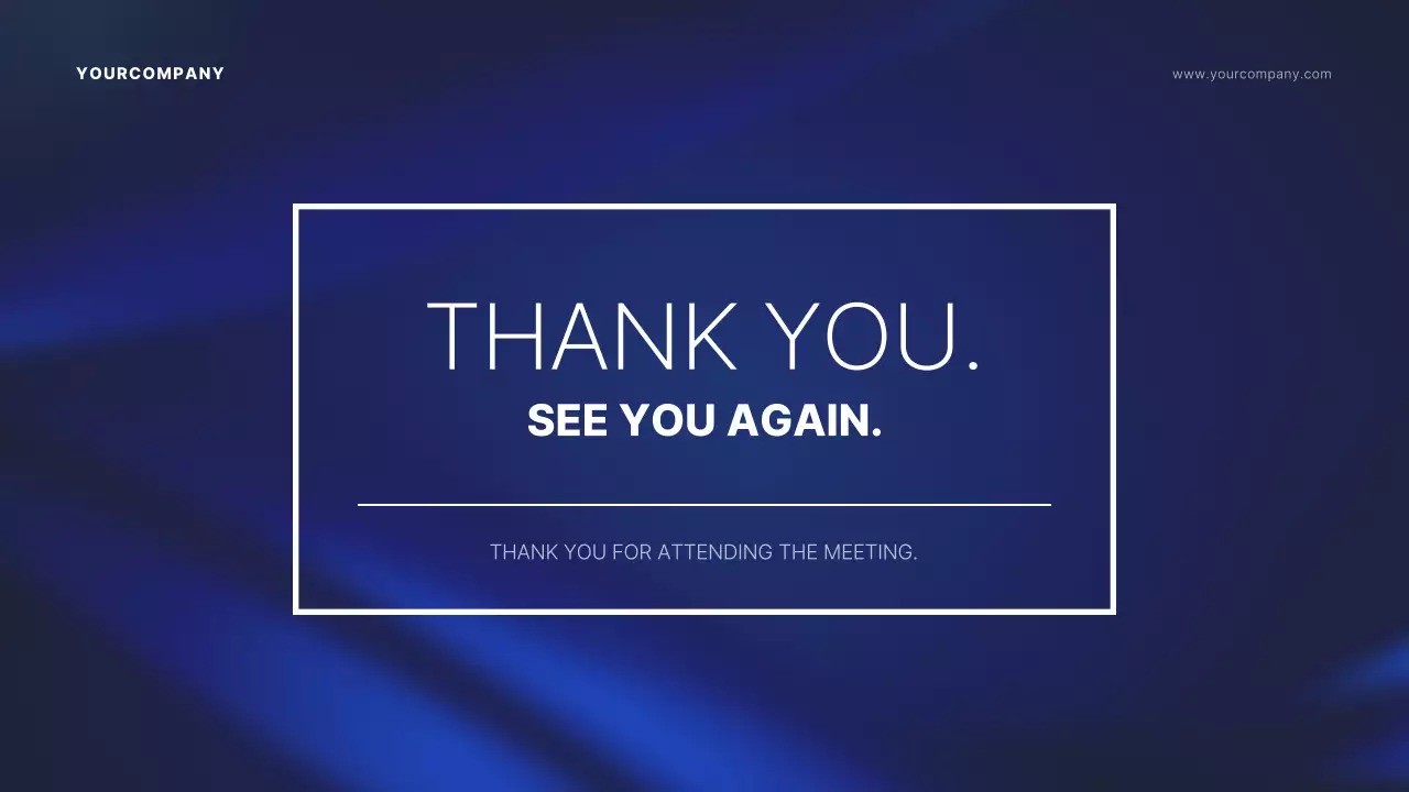 Shareholder meeting presentation with a navy blue background