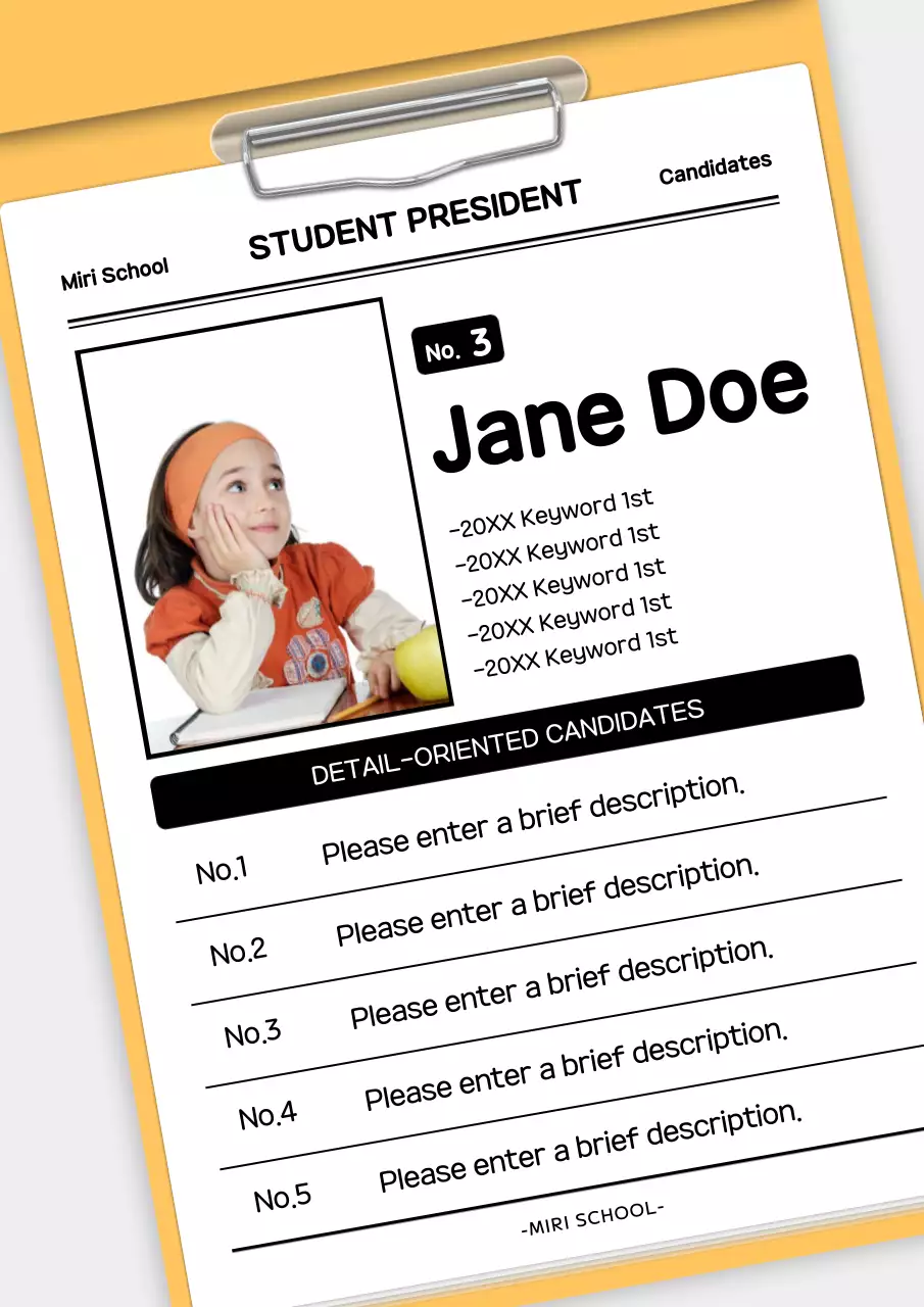 오렌지 심플 학생 선거 전단지 포스터