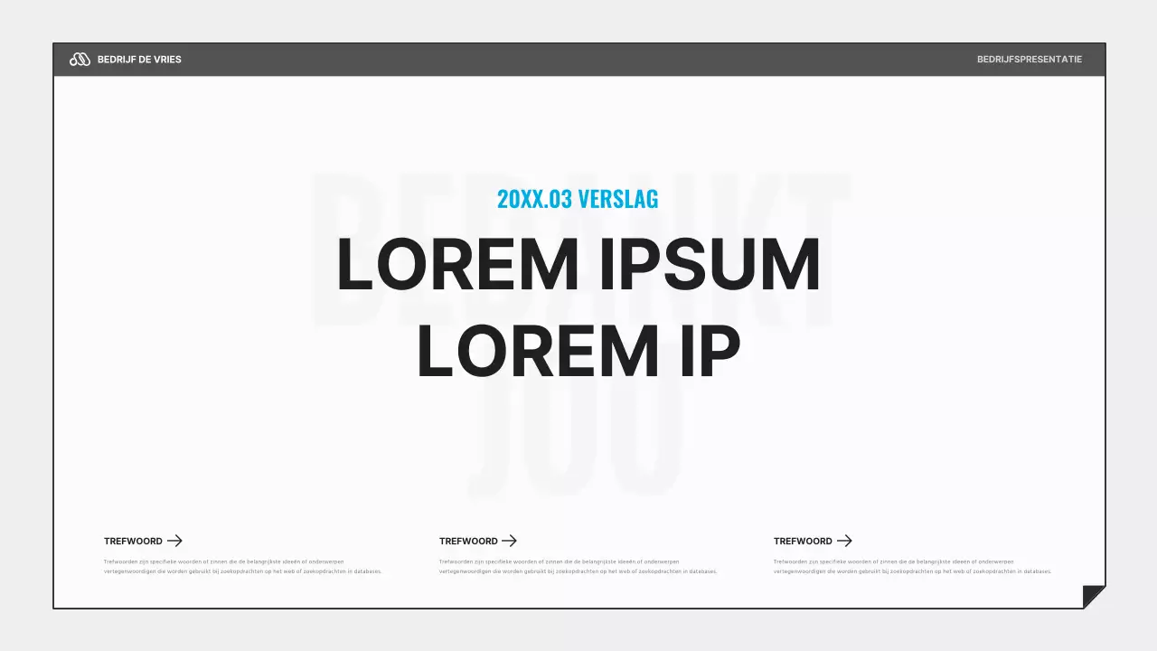 Een eenvoudige zakelijke presentatie in zwart en lichtblauw