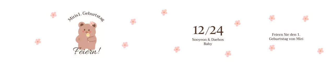 Zeichnung eines Bären mit Blumen und eines Steinfestes mit Blumenmustern