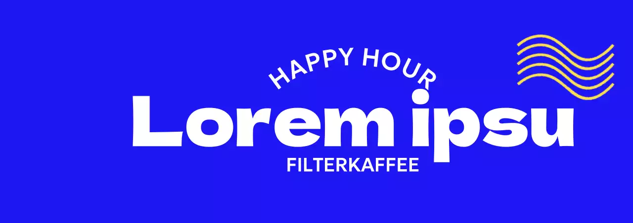 Einfache Cafe-Ware mit geschwungenem Text und gelben Wellen