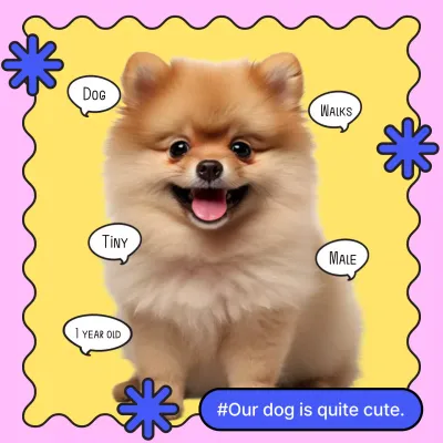 Yellow Trendy Dog Announcement Social Media Post