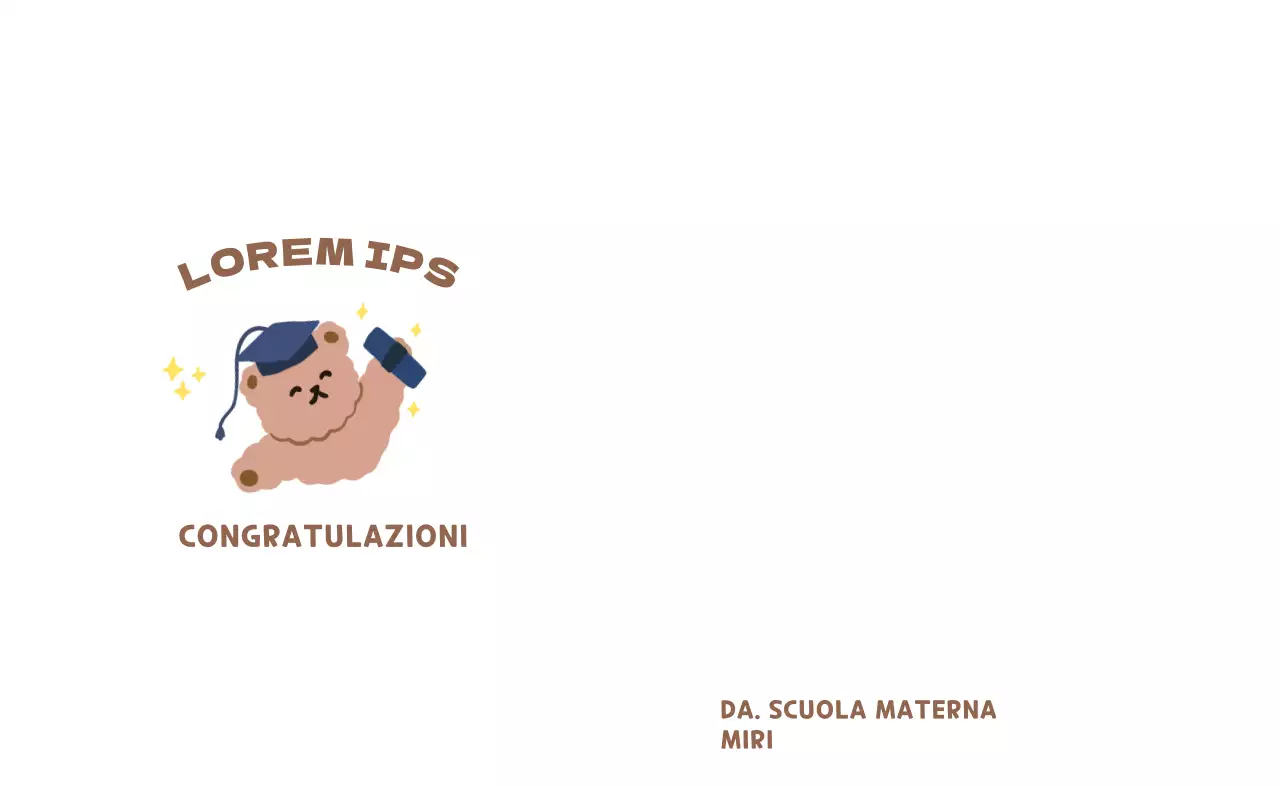 Un simpatico scarabocchio di laurea con l'impronta della mano di un orsacchiotto