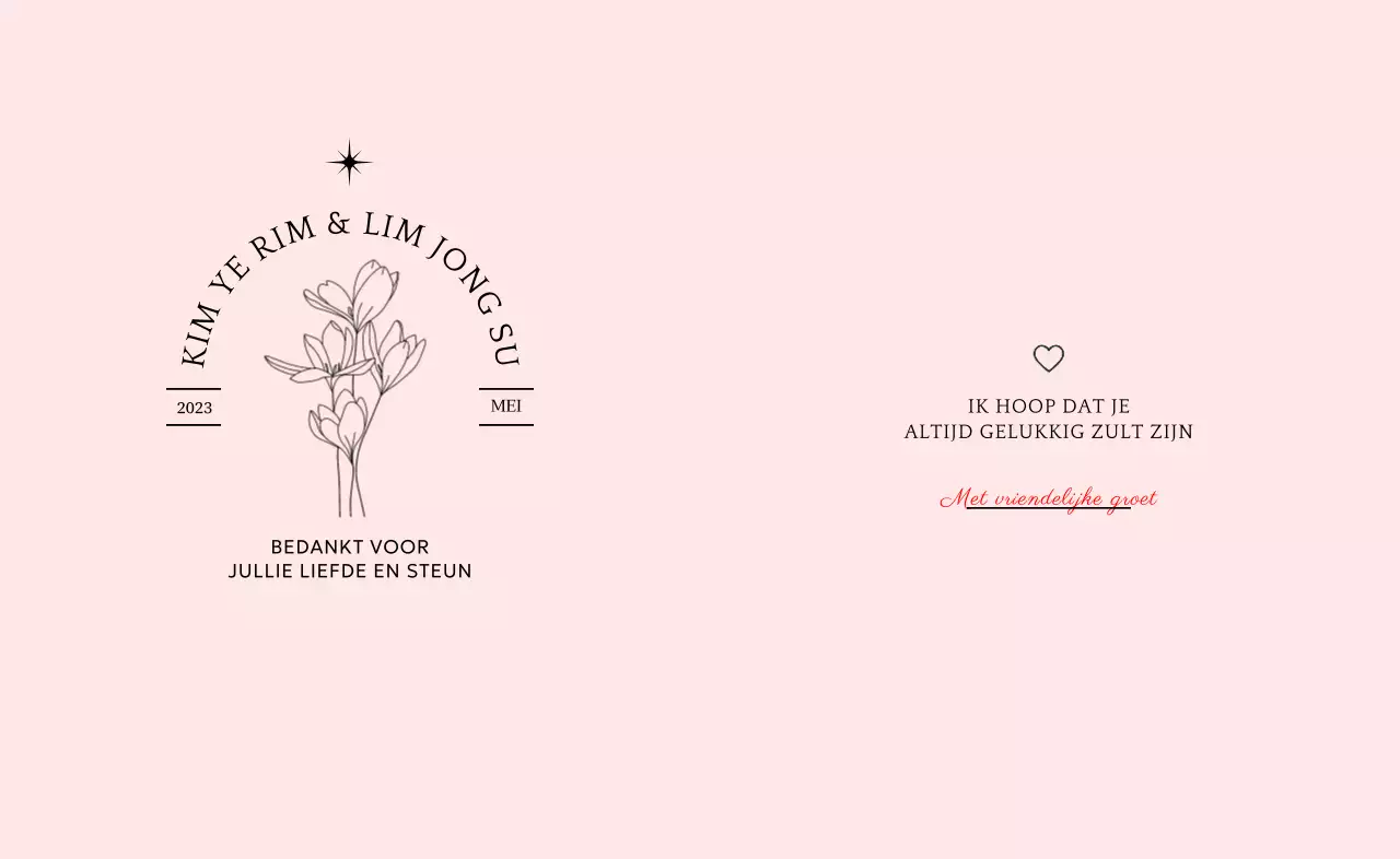 Ontwerp huwelijksgeschenken met typografie en bloemenillustraties